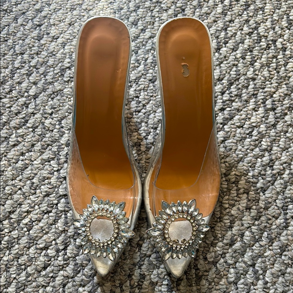 Elegant Silver Crystal Embellished Women's Heels